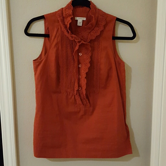 J.Crew Sleeveless Ruffle Cotton Blouse