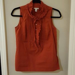 J.Crew Sleeveless Ruffle Cotton Blouse