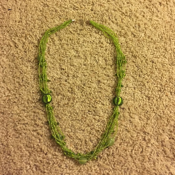 Green bead necklace 33"