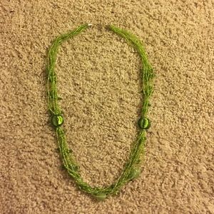 Green bead necklace 33"