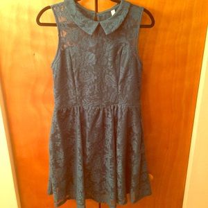 Xhilaration Green Lace Dress with Collar