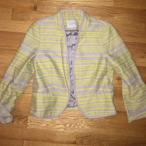 Textured Blazer- Taupe-y Grey & Neon Yellow Stripe