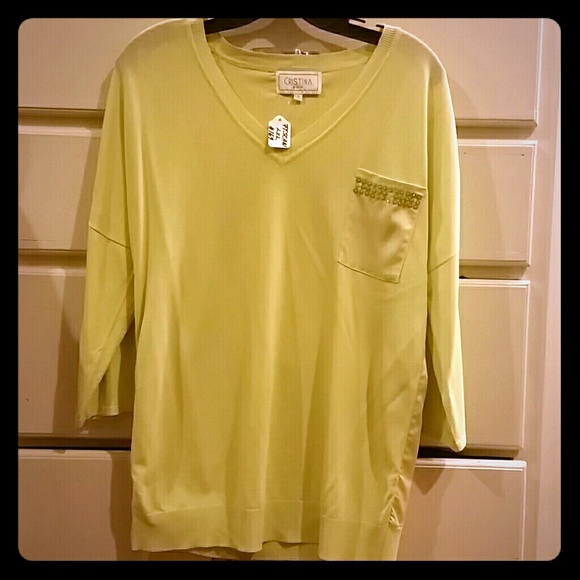 Lime green 3/4 sleeve sweater - Picture 1 of 3