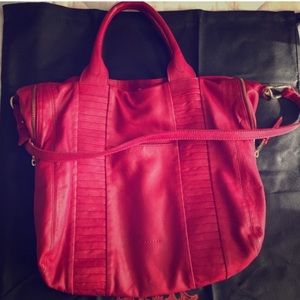 Kelsi Dagger Red leather hobo 15x15" w duster bag