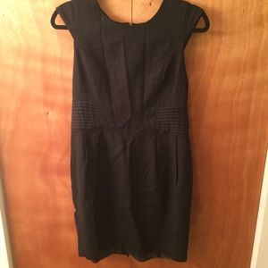 ASOS Black "Linen Pencil Dress w/ Pleated Waist"