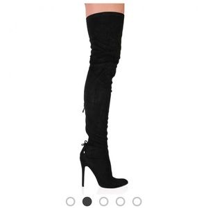 Thigh high suede heel boot