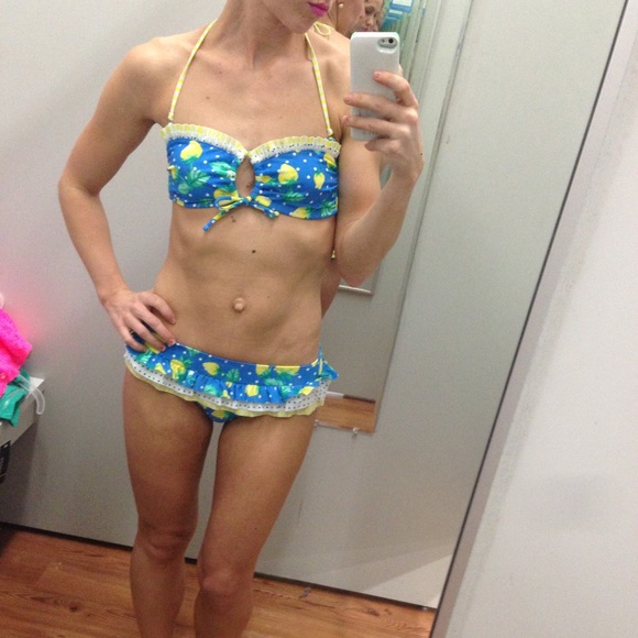 Lemon ruffle two piece bikini