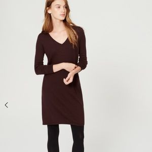 LOFT Mixed Media Burgundy Sweater Dress