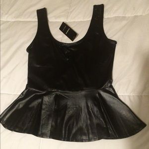bebe Faux Black Leather Peplum