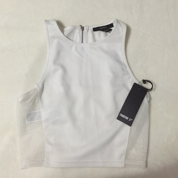 Forever 21 White mesh crop top