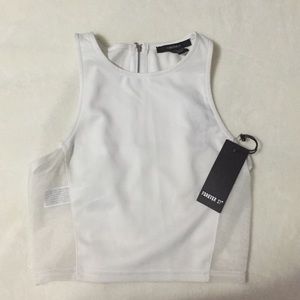 Forever 21 White mesh crop top