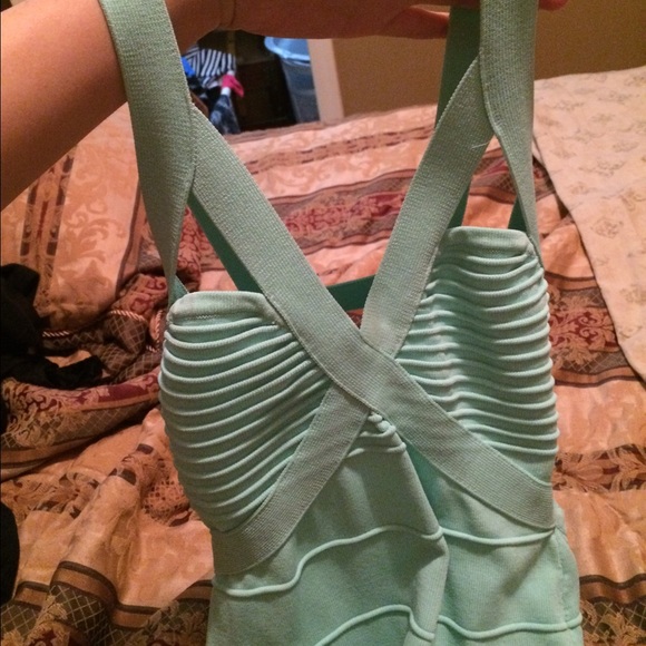 Mint green body con dress