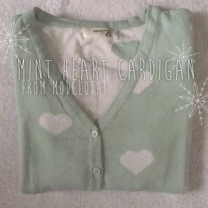 Mint heart cardigan