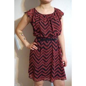 SOLD Black and pink patterned dress