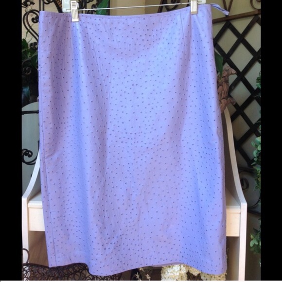 ESCADA lavender OSTRICH embossed leather skirt