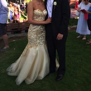 Gold Embellished Prom Gown