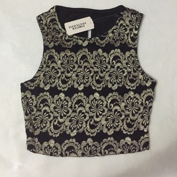 Forever 21 black/gold crop top