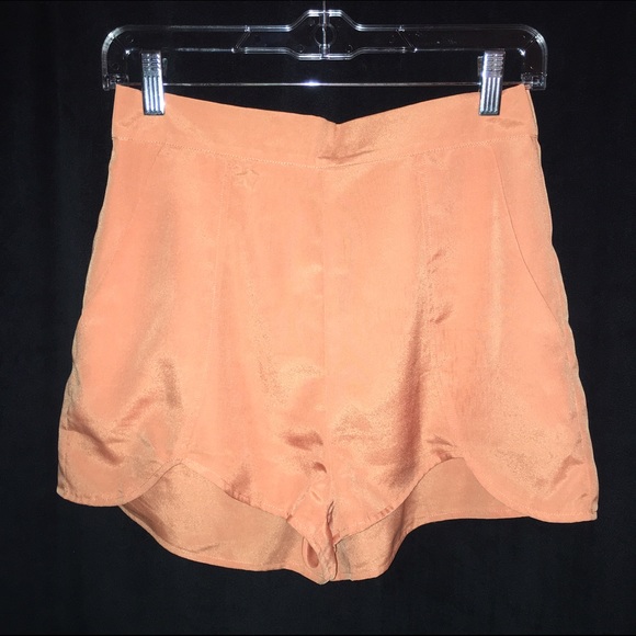 silky orange flowy shorts
