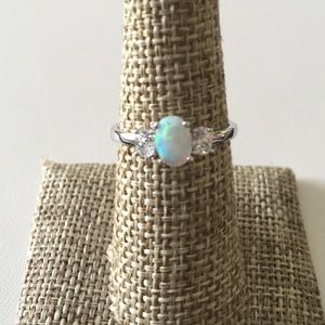 White Lab Opal with CZ on sides