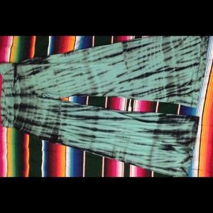 Turquoise and black tie-dye palazzo pants