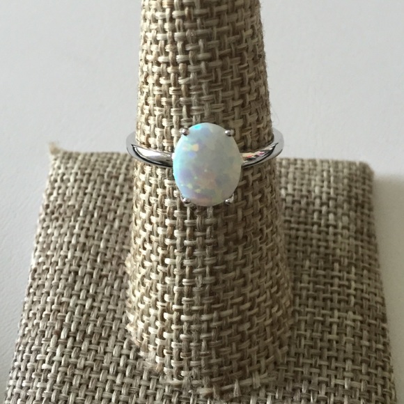 Beautiful Lab Opal Sterling Silver Ring 925