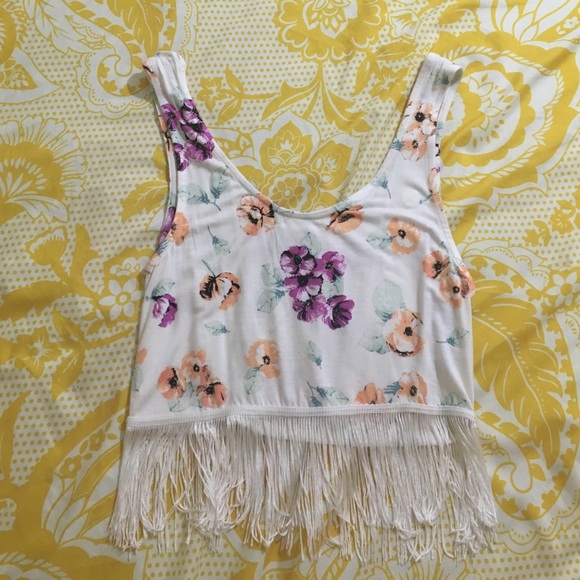 Pacsun LA Hearts Floral Fringe Top.