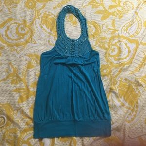 Papaya Teal Halter Top