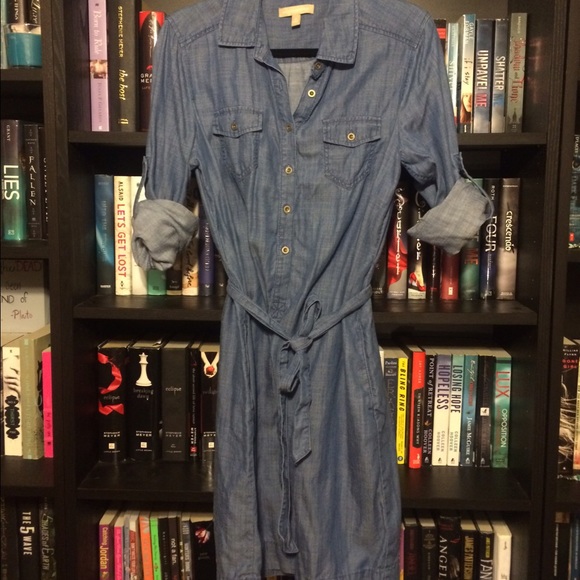 Jean material button up dress