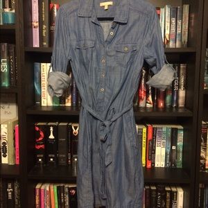 Jean material button up dress