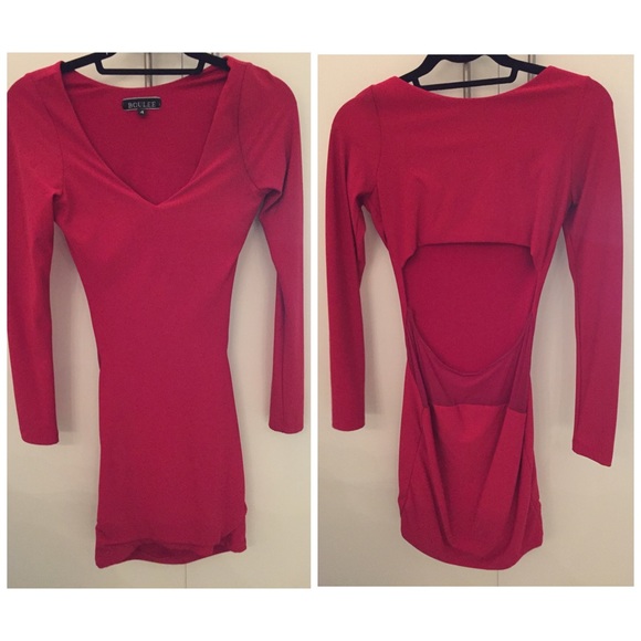 Red bodycon dress with cutout back