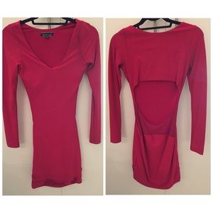 Red bodycon dress with cutout back