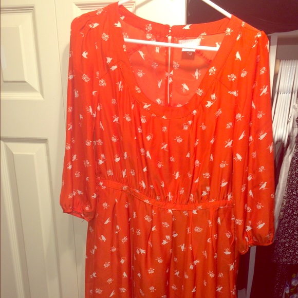 Orange urban outfitters 3/4 sleeve dress
