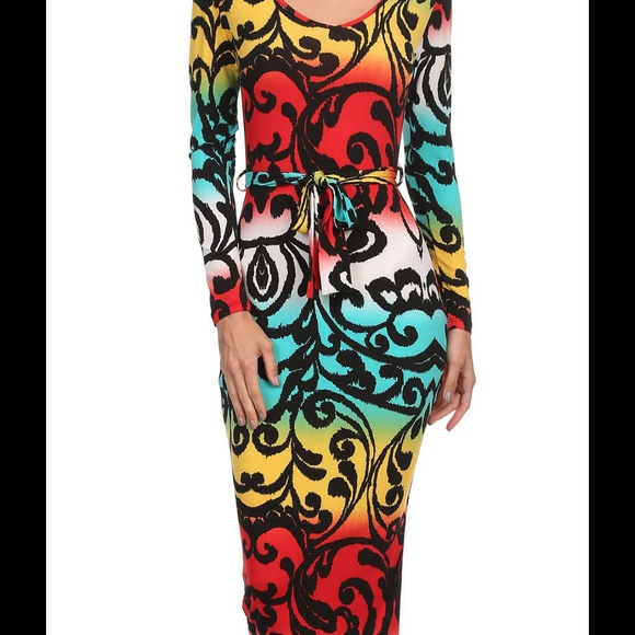 Swirl print midi dress