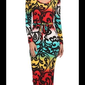 Swirl print midi dress