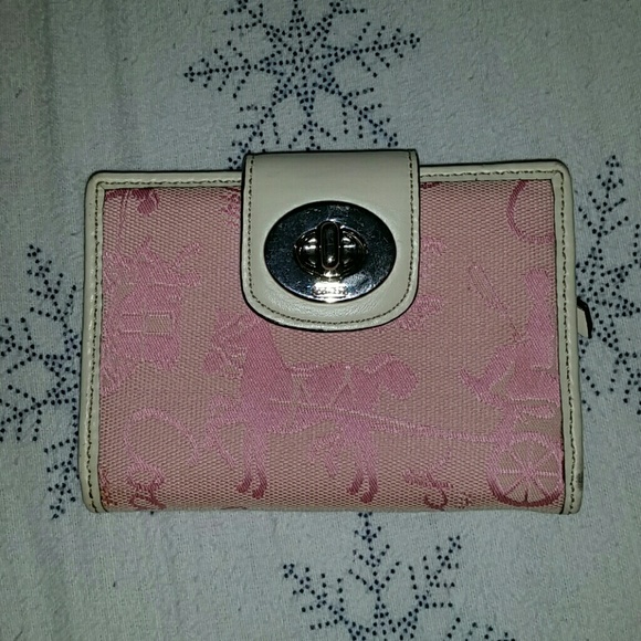 Vintage Coach wallet, pink with silver detailing