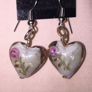 Vintage heart and flower earrings