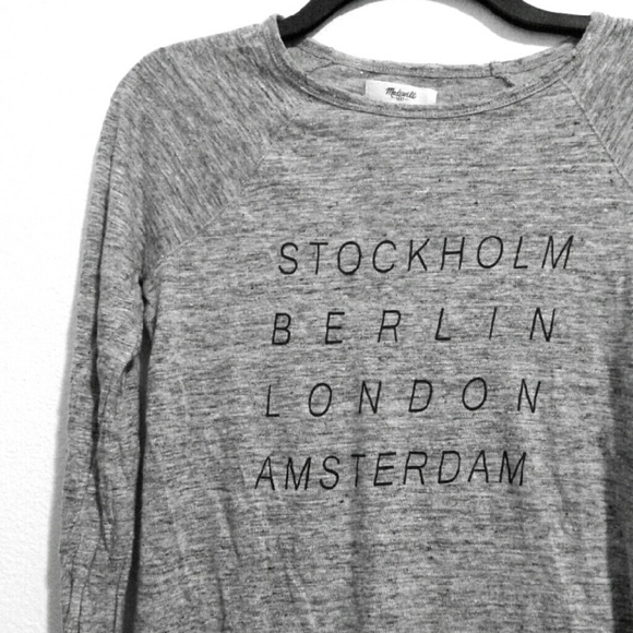 Stockholm Berlin London Amsterdam gray long sleeve
