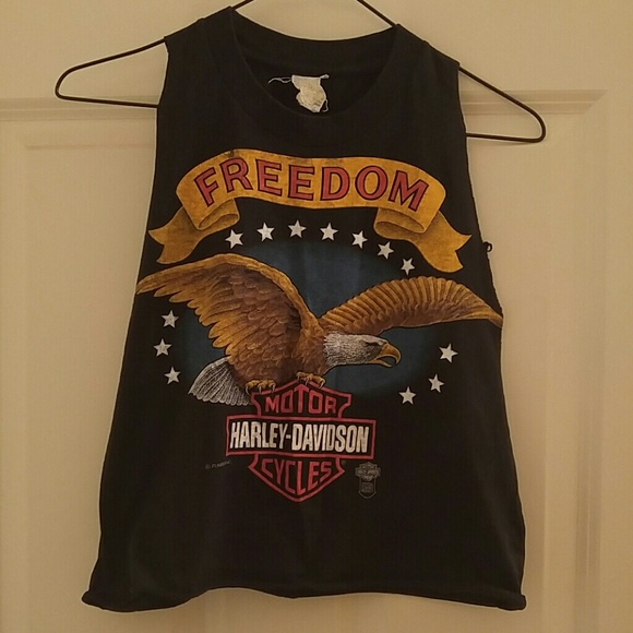Bad A$$ Vintage Harley Davidson crop top -Small