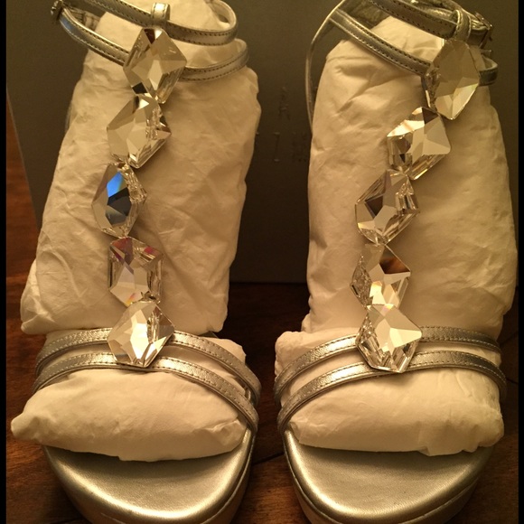 Stuart Weitzman Evening Silver Metallic Sandals