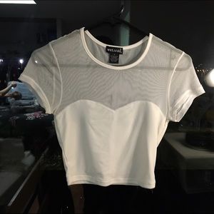 WHITE MESH CROP TOP