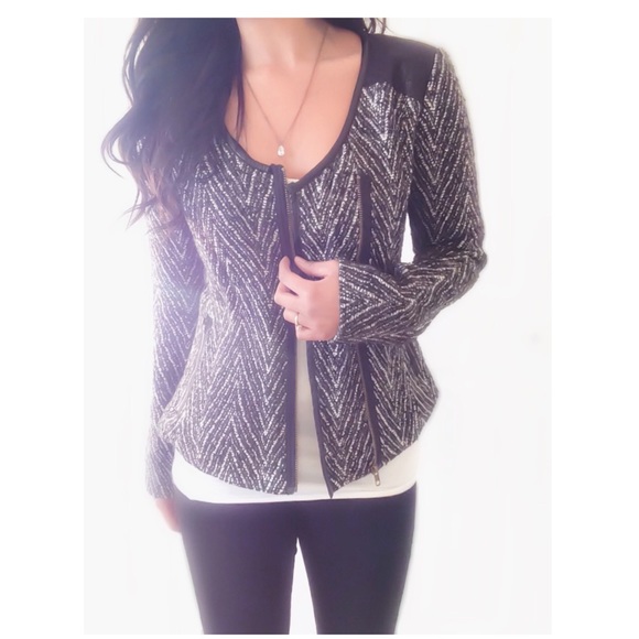 Mystree Jackets & Blazers - Black & White Tweed Jacket