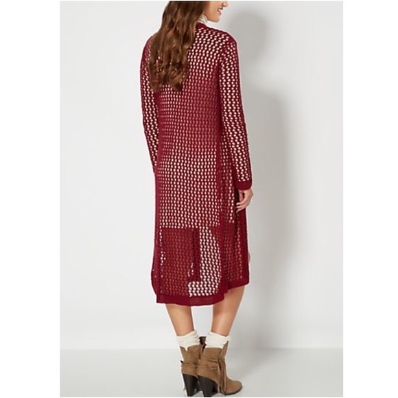 Rue21 Sweaters - 🆕Rue21 Burgundy Fishnet Cardigan Wrap Jacket Boho Rue21 Sweaters - 🆕Rue21 Burgundy Fishnet Cardigan Wrap Jacket Boho