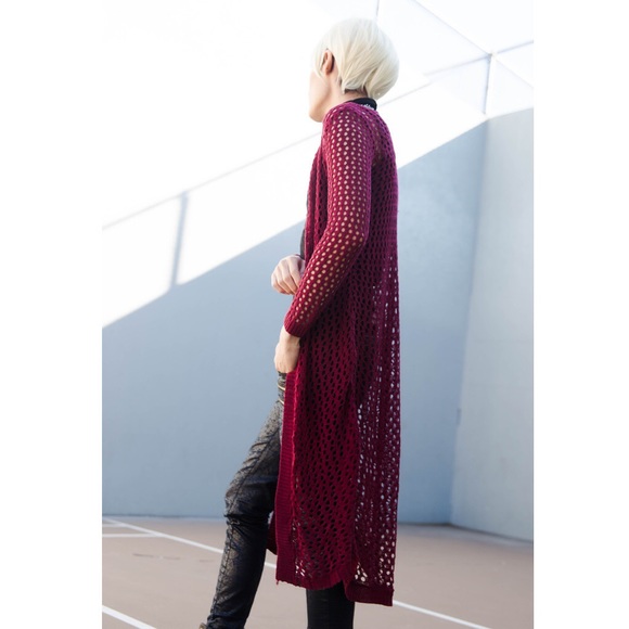 Rue21 Sweaters - 🆕Rue21 Burgundy Fishnet Cardigan Wrap Jacket Boho Rue21 Sweaters - 🆕Rue21 Burgundy Fishnet Cardigan Wrap Jacket Boho