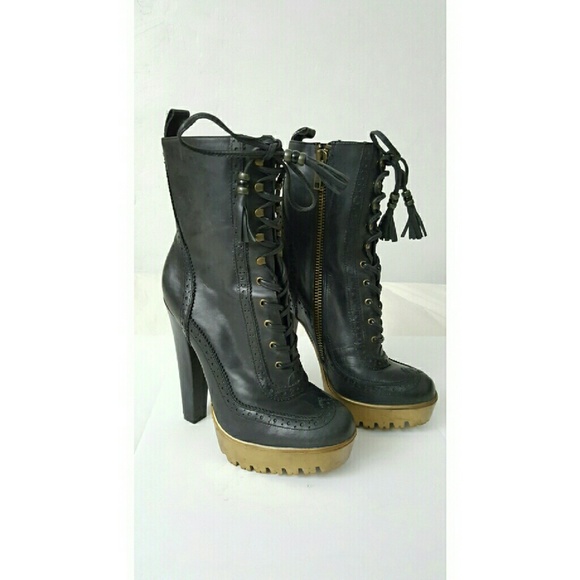 SALE William Rast Black Perforated Lace Up Booties