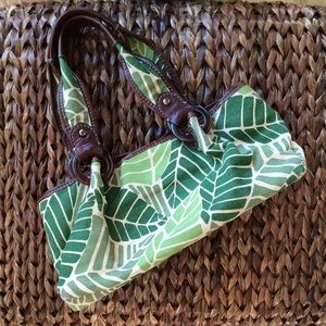 Fossil canvas leaf print purse
