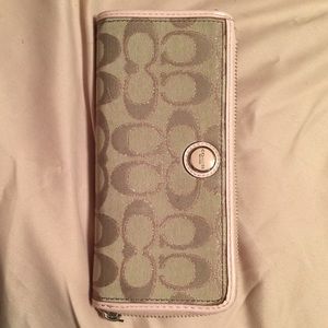 Coach tan with pink wallet