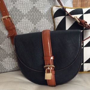 Melle Bianco Black and Cognac Crossbody