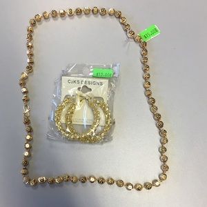 1 pair of Earings & 1 Chain Gold Plated