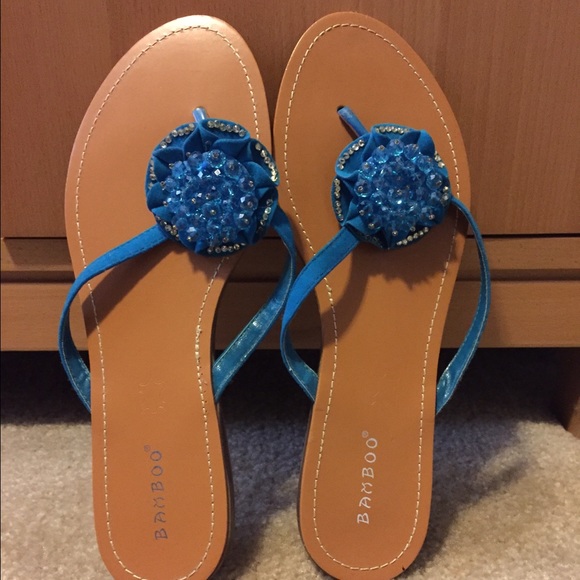 Turquoise thong sandals
