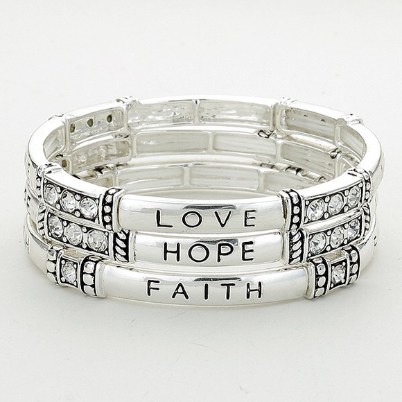 "Love Hope Faith" Stack Bracelet - Picture 1 of 2
